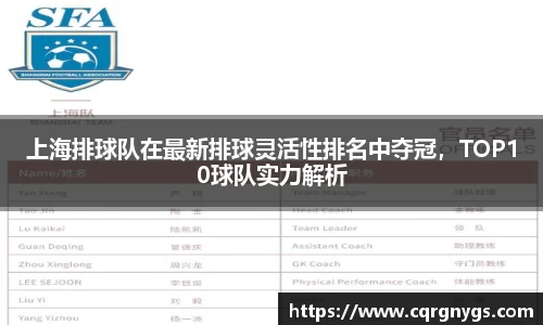 上海排球队在最新排球灵活性排名中夺冠,TOP10球队实力解析